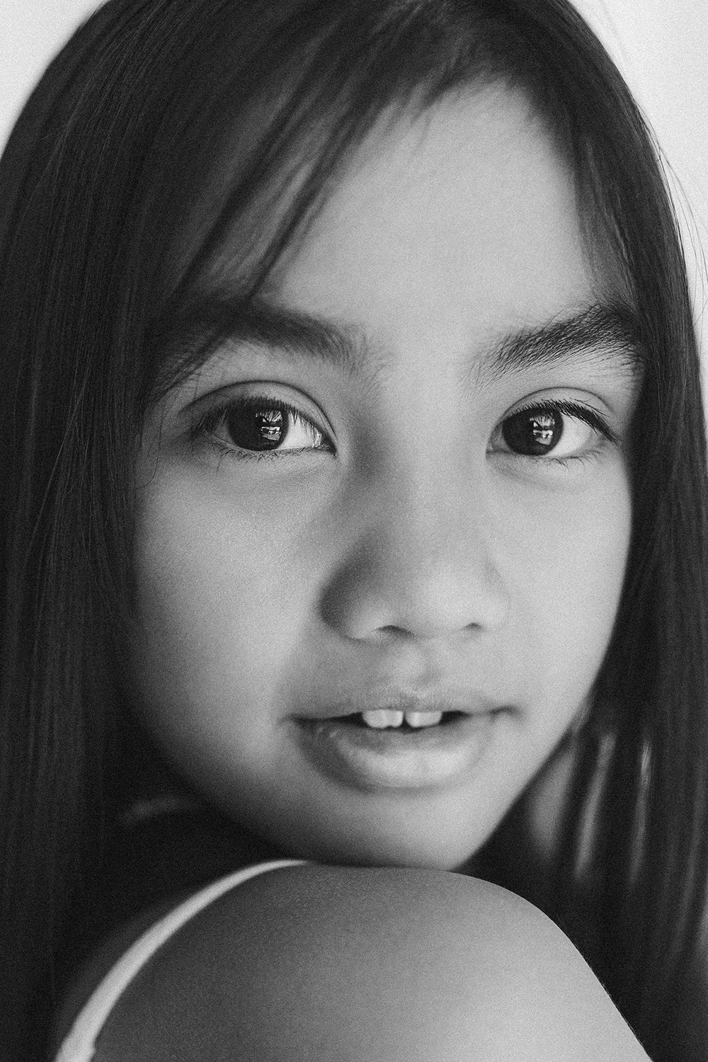 Close up portrait of a young girls face